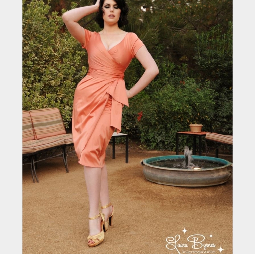 Pinup girl clothing ava dress in tangerine 2x